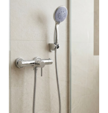 Mavi 4 Fonksiyonlu El Duşu Başlığı Seti Spiral Hortum ve Duş Askısı