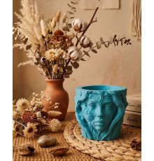 Estetik Kadın Yüzü Heykel Tasarımlı Dekoratif 3D Saksı Vazo