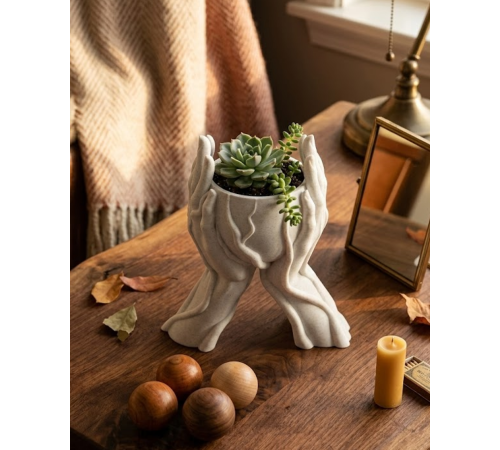 Minimalist El Tasarımlı Dekoratif 3D Saksı Vazo Modern Masa Dekoru