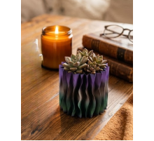 Minimalist Dalgalı Tasarımlı Mor Dekoratif 3D Vazo Masa Dekoru