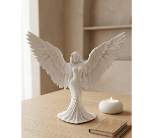 Estetik Melek Kadın Figürlü 3D Dekoratif Biblo Modern Salon Dekoru