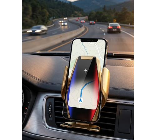 Kablosuz Şarjlı Araç Telefon Tutucu Sensörlü Otomatik Kilit 360 Derece Döner