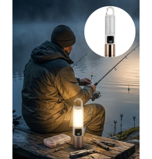 Çok Amaçlı Kamp Feneri USB Şarjlı Çift Işık Kaynaklı Güç Ekranlı LED Aydınlatma