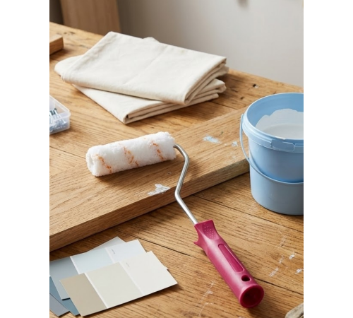 Mini Boya Fırça Seti 10 Cm Rulo Fırça 6 Adet Yedek Rulo Hediyeli Duvar Boyama Aparatı