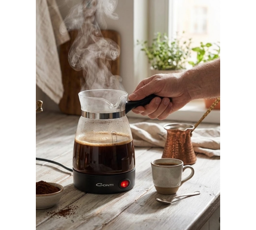 Cam Cezve Kahve Makinesi 650W Elektrikli 5 Fincan Kapasiteli Türk Kahvesi Makinesi