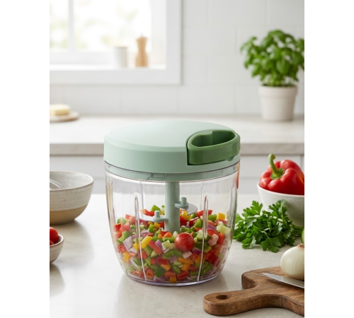 Pratik İpli Mutfak Doğrayıcısı Sebze Soğan Sarımsak Doğrayıcı