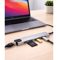 Type C Hub Çoklayıcı 8 Port USB HDMI RJ45 Kart Okuyucu