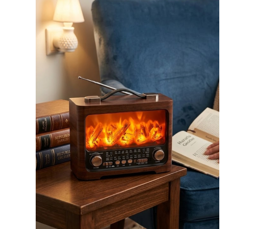 Retro Şömine Tasarımlı Bluetooth Hoparlör FM Radyo USB TF Kart Müzik Çalar