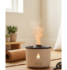 Aromaterapi Difüzörü Alev Efektli LED Işıklı Sessiz Hava Nemlendirici Otomatik Kapanma