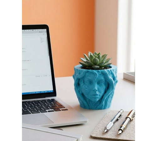 Modern Ev Dekoru İçin Kadın Yüzü Ağaç Tasarımlı Dekoratif Vazo