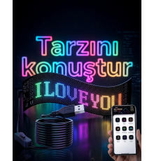 16x96 LED Yazı Paneli 60 cm Esnek RGB Işıklı Programlanabilir Ekran