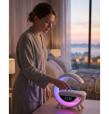 Çok Fonksiyonlu Kablosuz Şarjlı Saat Hoparlör RGB Işık ve Alarm Özellikli