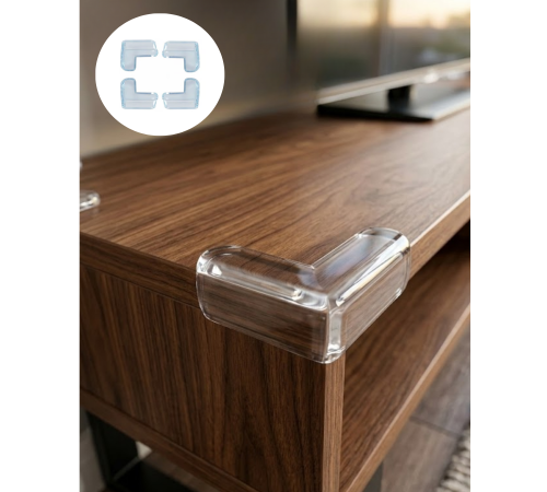 Mobilya Köşe Koruyucu 4 Lü Set Şeffaf Masa Kenarı Koruma Aparatı