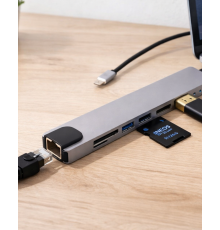 Çok Fonksiyonlu Type C Hub USB HDMI Ethernet Kart Okuyucu