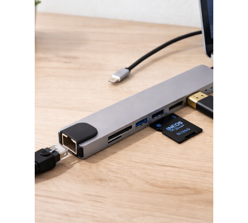 Çok Fonksiyonlu Type C Hub USB HDMI Ethernet Kart Okuyucu
