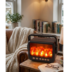 Taşınabilir Şömine Efektli Bluetooth Hoparlör LED Işıklı Radyo