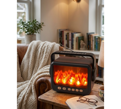 Taşınabilir Şömine Efektli Bluetooth Hoparlör LED Işıklı Radyo