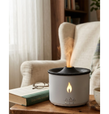 LED Alev Efektli Aroma Difüzörü Ultrasonik Hava Nemlendirici Gece Lambası Fonksiyonlu