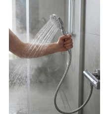 Spiral Hortumlu 4 Kademeli Krem El Duşu Başlığı Banyo Duş Seti