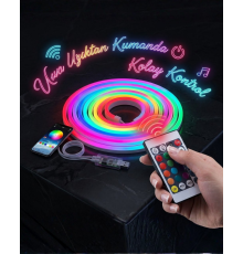 3 Metre RGB Akıllı Neon LED Şerit Işık Telefon ve Kumanda Kontrollü Ambiyans Aydınlatma