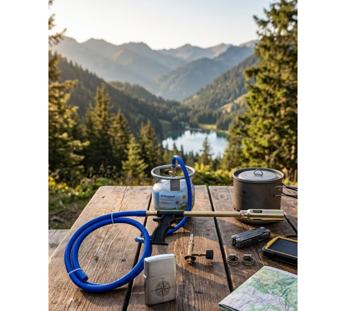 LPG Gazlı Pürmüz Hortumlu Alev Tabancası Mangal Yakma Kamp Ateşi ve Atölye Kullanımı