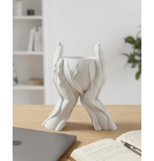 Estetik El Figürlü Dekoratif 3D Baskı Vazo Saksı Ev Dekorasyonu