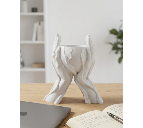 Estetik El Figürlü Dekoratif 3D Baskı Vazo Saksı Ev Dekorasyonu