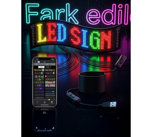 RGB LED Matrix Panel 60 cm 16x96 Piksel Kayan Yazı ve Animasyon Destekli