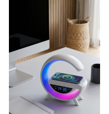 Kablosuz Şarjlı Bluetooth Hoparlör RGB Işık Gece Lambası Dijital Saat