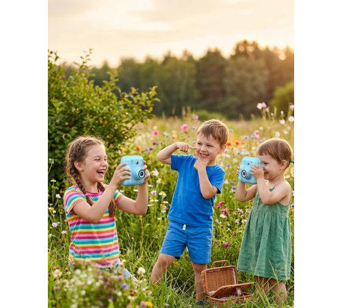 HD Ekranlı Çocuk Kamera Anında Fotoğraf Baskı ve Boyama Kalemli