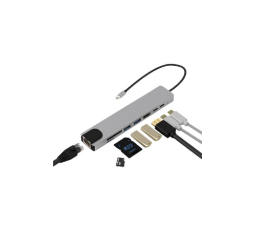 Type C Çoklu Port Hub 8 Port USB HDMI SD Kart Ethernet Adaptör