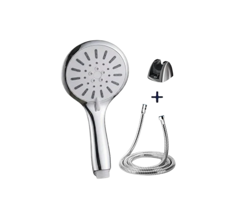 Çok Fonksiyonlu 4 Modlu El Duşu Başlığı Krem Duş Seti Spiral Hortumlu