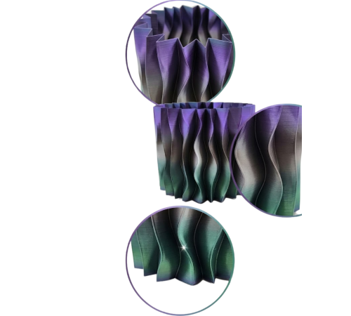 Modern Dalgalı Yüzey Tasarımlı Mor 3D Dekoratif Saksı Vazo