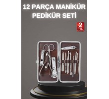 12 Parça Paslanmaz Çelik Kompakt ve Taşınabilir Manikür Makası Tırnak Makası