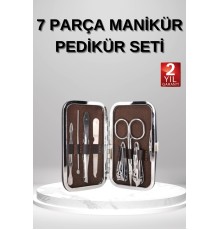 7 Parça Manikür Pedikür Seti El Ayak Bakımı Çantalı Paslanmaz Çelik