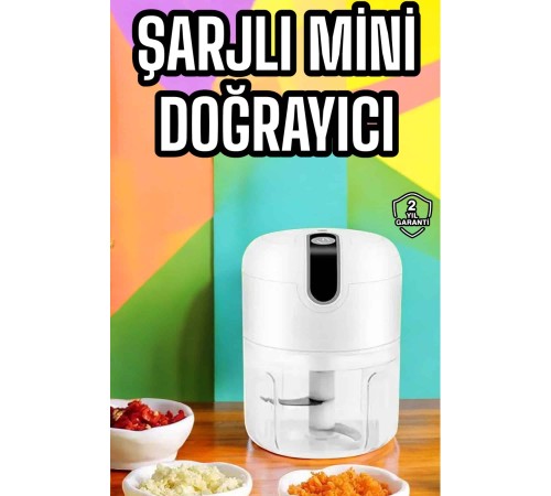 Şarjlı Portatif Doğrayıcı Mini Pratik Rondo El Doğrayıcı Üç Bıçaklı Çelik Bıçaklı