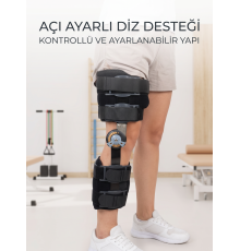 Kısa Açı Ayarlı Dizlik Menteşeli Ortopedik Diz Desteği Ayarlanabilir Sabitlemeli