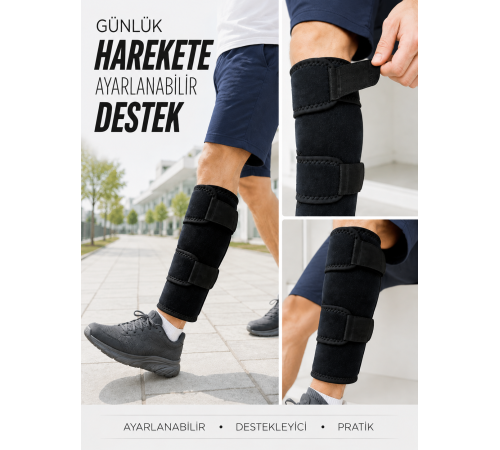 Ayarlanabilir Alt Baldırlık Baldır Destekliği Çift Bantlı Spor ve Günlük Kullanım