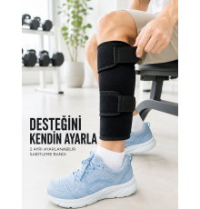 Sporcu Baldırlığı Ayarlanabilir Bantlı Baldır Destek Aparatı Siyah