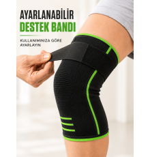 Ayarlanabilir Bantlı Spor Dizlik Nefes Alabilen Esnek Diz Destekleyici Siyah Yeşil