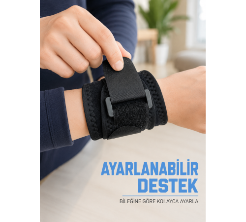 Bilek Destekliği Ayarlanabilir Çift Bantlı Cırtlı Sporcu Bilekliği