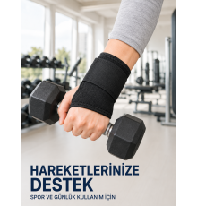 Başparmak Geçişli El Bilek Desteği Ayarlanabilir Cırtlı Bileklik Bandajı Siyah