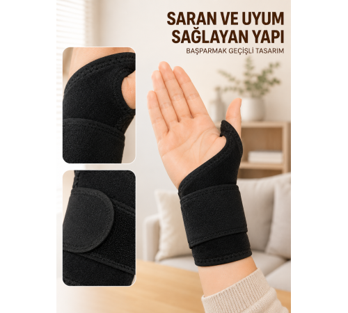 Ayarlanabilir El Bilek Bandajı Başparmak Geçişli Bilek Desteği Günlük ve Spor Kullanım