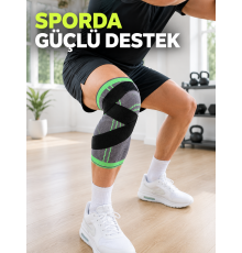 Örme Sporcu Dizliği Ayarlanabilir Çapraz Destek Bantlı Esnek Diz Koruyucu