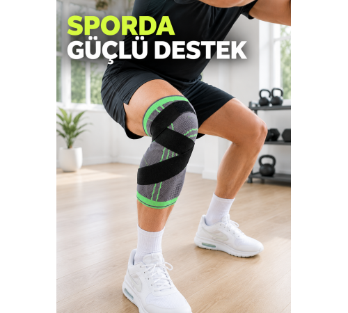 Örme Sporcu Dizliği Ayarlanabilir Çapraz Destek Bantlı Esnek Diz Koruyucu