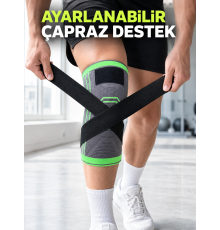 Kadın Erkek Sporcu Dizliği Esnek Örme Ayarlanabilir Bantlı Diz Desteği