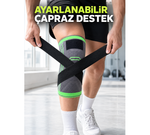 Kadın Erkek Sporcu Dizliği Esnek Örme Ayarlanabilir Bantlı Diz Desteği