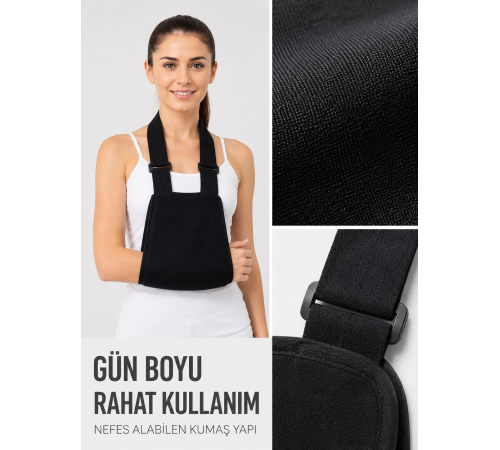 Ortopedik Kol Askısı Ayarlanabilir Boyun Askılı Kol Destek Aparatı Siyah