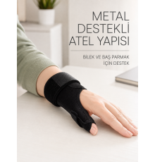 De Quervain El Bilekliği Başparmak ve Bilek Destekli Metal Atel