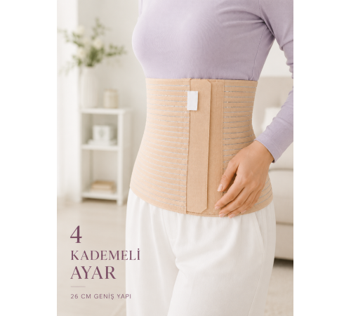 26 cm Abdominal Korse Doğum Sonrası 4 Kademeli Ayarlanabilir Karın Bel Korsesi